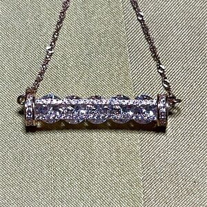 Sterling silver rose gold, Verme and CZ pendant necklace